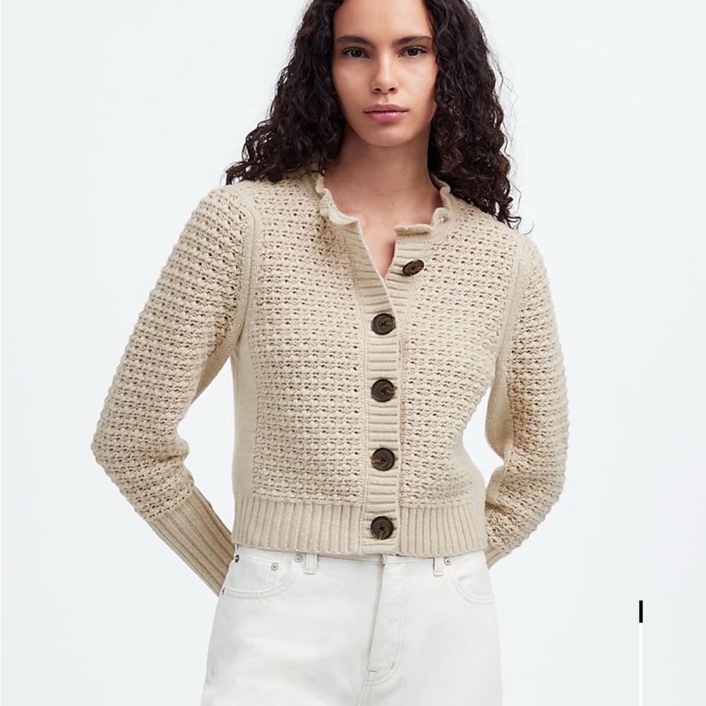 Madewell Scalloped Merino Wool-Blend Cardigan Sweater